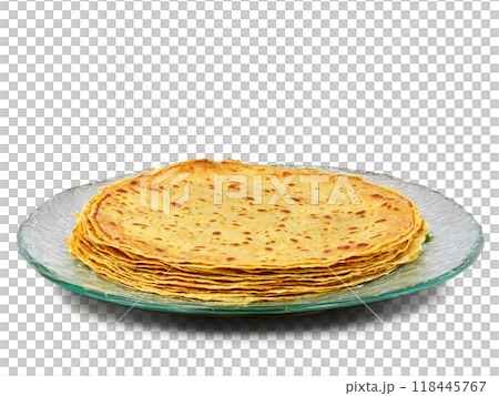 Puran Poli Flaky puran poli with a sweet lentil filling served on a transparent glass 118445767