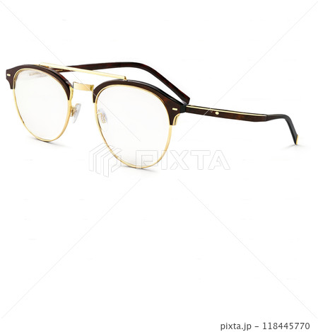 Browline glasses with dark brown acetate tops and gold tone metal bottom rims exuding vintage 118445770