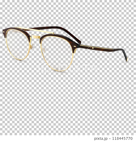 Browline glasses with dark brown acetate tops and gold tone metal bottom rims exuding vintage 118445770