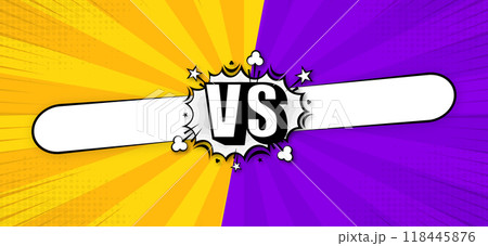 Versus in cartoon design. Versus, battle or fight. Competitions between contestants, fighters or teams. Vector illustration. 118445876