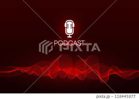 Podcast. Webcast audio record. Podcast radio signal. Audio record concept. Gradient design. Vector illustration. 118445877