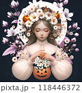 花とかぼちゃとハロウィンの祈り 118446372