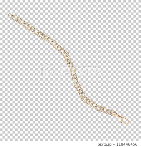 Bent chain with beautiful interlacing in watercolor. Isolated illustration of jewelry for catalog design, advertising campaigns, fashion magazines, social networks, pattern creation, Bent chain with beautiful interlacing in watercolor. Isolated illustration of jewelry for catalog design, advertising campaigns, fashion magazines, social networks, pattern creation, 118446456