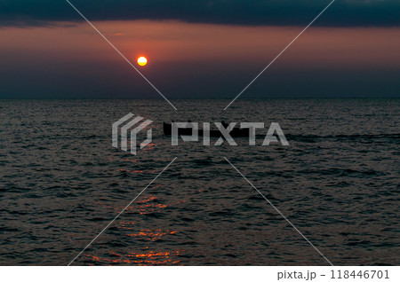A fisherman boat on the sea 118446701