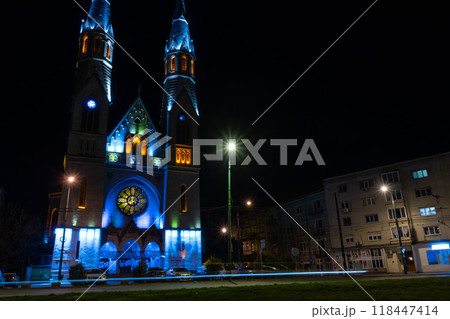 View of church in the night 118447414