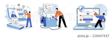 User authorization. Vector illustration. Completing entry form accurately is essential for providing correct information User information should be securely stored to protect privacy on internet 118447437