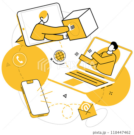 Cooperative work vector illustration. Together, we navigate challenges, turning them into opportunities for cooperative success Corporate synergy thrives on foundation teamwork, communication 118447462