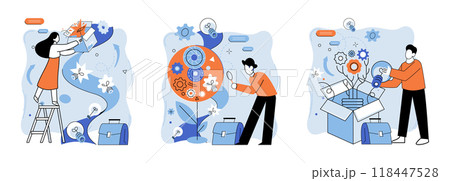 Progressive business vector illustration. Investment is fuel propelling engine progressive growth Progress unfolds like captivating story in book successful business Strategy, navigator guiding ship 118447528