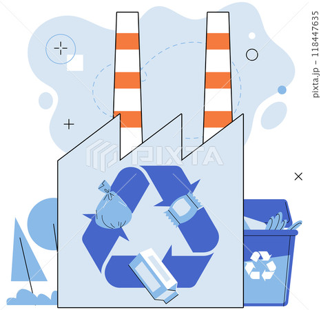 Waste recycling. Vector illustration. The destruction caused by unsustainable waste practices must be addressed and reversed An eco-friendly ambience promotes sense well-being and harmony with nature 118447635