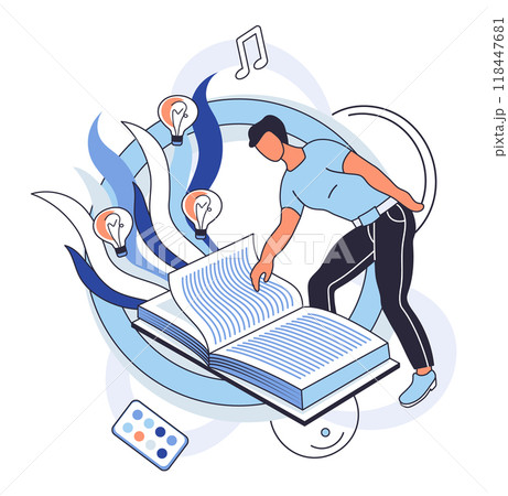 Artistic imagination vector illustration. Art and craft, interwoven with artistic imagination, result in creations stand as timeless testaments The artistic concept, born in crucible inspiration 118447681