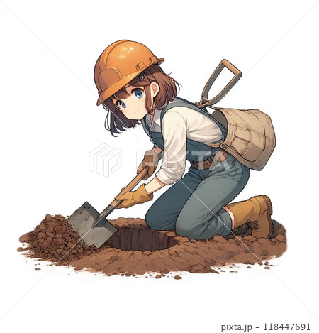 遺跡発掘調査をする人 118447691