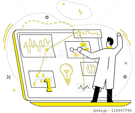 Innovative ideas vector illustration. Discovery transforms into opportunities in crucible innovative thinking Progress flourishes where intelligence and innovative ideas intersect Innovative ideas 118447740