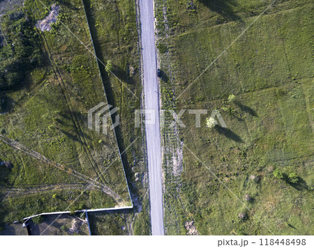 country road, view from above, aerial view country road, view from above, aerial view 118448498