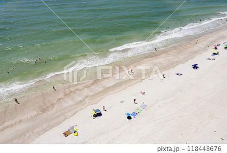 sandy beach on the seashore, view from above 118448676