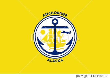 Flag of the city of Anchorage, Alaska, USA, original colors and proportions. Illustration Flag of the city of Anchorage, Alaska, USA, original colors and proportions. Illustration 118448699