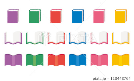 6色の本のイラスト 背表紙 見開き  118448764