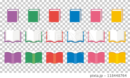 6色の本のイラスト 背表紙 見開き  118448764