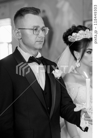 Elegant Black and White Wedding Moment Capturing Timeless Love in a Graceful Ceremony Elegant Black and White Wedding Moment Capturing Timeless Love in a Graceful Ceremony 118449303
