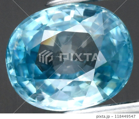 Radiant Blue Sapphire Gemstone with Intricate Faceting Radiant Blue Sapphire Gemstone with Intricate Faceting 118449547