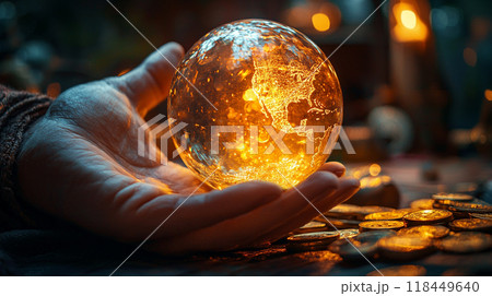 Glowing World in Hand Glowing World in Hand 118449640
