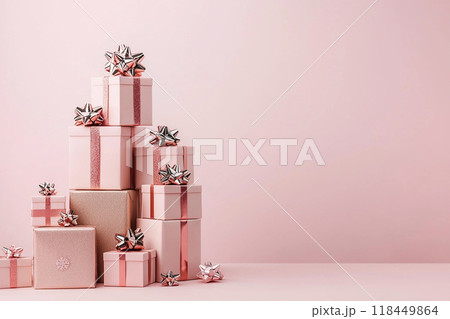 Boxing day, Pink and Gold Gift Boxes 118449864