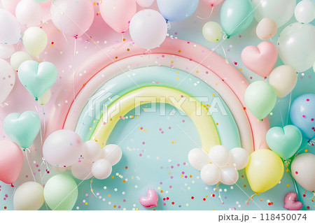 Pastel Balloon Rainbow 118450074