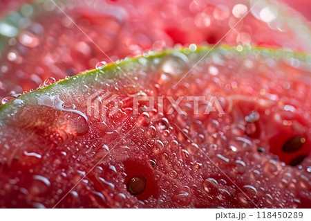 Macro Water Droplets on Red Flower Petal 118450289