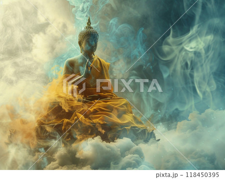 Serenity Amidst the Clouds: A Tranquil Buddha 118450395