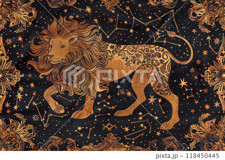 Mystical Lion Astrology Tapestry Mystical Lion Astrology Tapestry 118450445