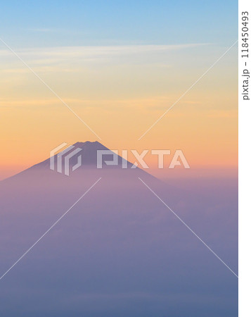 夏の富士山と朝焼けと大雲海（金峰山より） 118450493