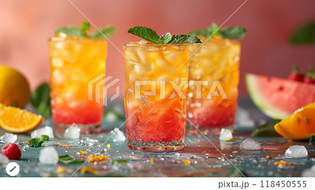 Refreshing Summer Fruit Cocktails 118450555