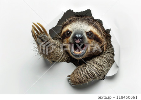 Cheerful Sloth Breaking Through 118450661