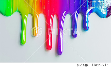 Vibrant Paint Drips on White Background Vibrant Paint Drips on White Background 118450717