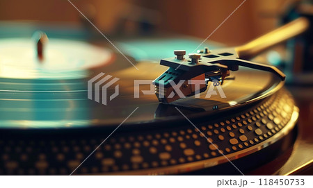 Classic Vinyl Record Player Close-Up Classic Vinyl Record Player Close-Up 118450733