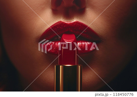 Glamorous Red Lipstick and Lips Glamorous Red Lipstick and Lips 118450776
