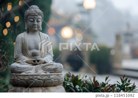 Serene Buddha Statue in Evening Light Serene Buddha Statue in Evening Light 118451092