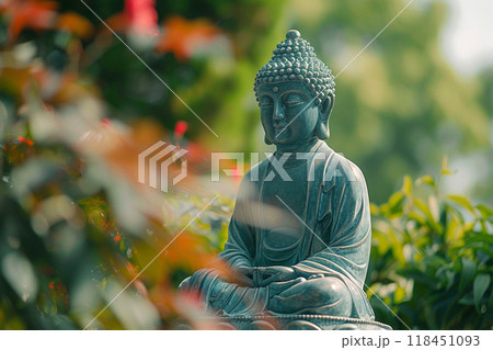 Serene Buddha Statue Amidst Greenery 118451093