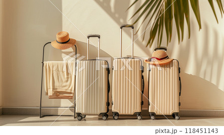 Ready for Vacation - Luggage and Accessories in Sunlight 118451143