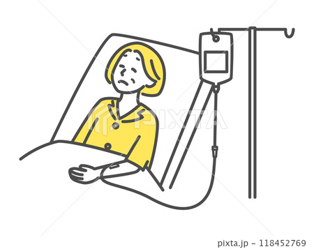 点滴を受ける中年女性 118452769