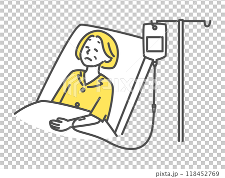 点滴を受ける中年女性 118452769