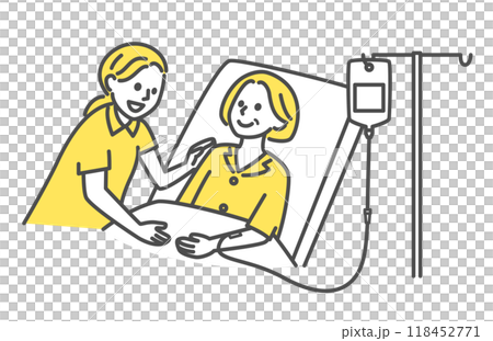 中年婦女和護士接受靜脈注射 118452771