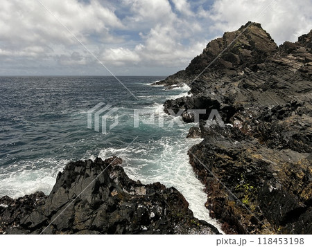 Near the Father Sidotti Landing Monument in Yakushima JAPAN, there is a beach where you can enjoy the magnificent terrain, geological formations and huge rocks. Near the Father Sidotti Landing Monument in Yakushima JAPAN, there is a beach where you can enjoy the magnificent terrain, geological formations and huge rocks. 118453198
