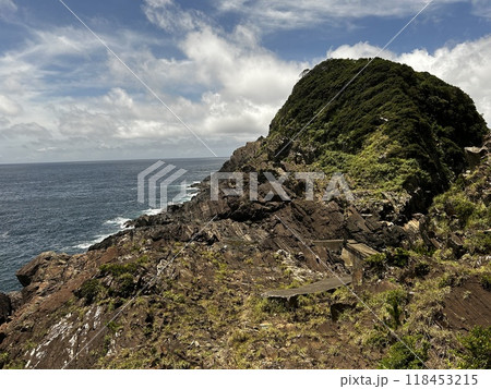 Near the Father Sidotti Landing Monument in Yakushima JAPAN, there is a beach where you can enjoy the magnificent terrain, geological formations and huge rocks. Near the Father Sidotti Landing Monument in Yakushima JAPAN, there is a beach where you can enjoy the magnificent terrain, geological formations and huge rocks. 118453215