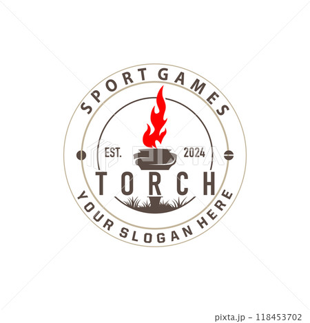 Illustration black silhouette torch logo flame design olympic sport victory inspiration 118453702