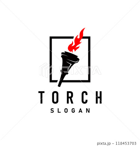 Illustration black silhouette torch logo flame design olympic sport victory inspiration 118453703