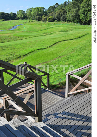 パークゴルフ場 見晴台からの眺め 真夏の風景 パークゴルフ場 見晴台からの眺め 真夏の風景 118454244