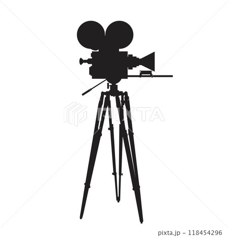 Vintage movie camera vector silhouette 118454296