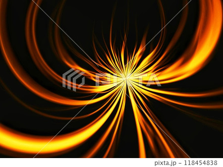 黒背景に浮かび上がる黄色の光線 118454838