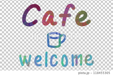 カラフルな文字のカフェの看板 118455305