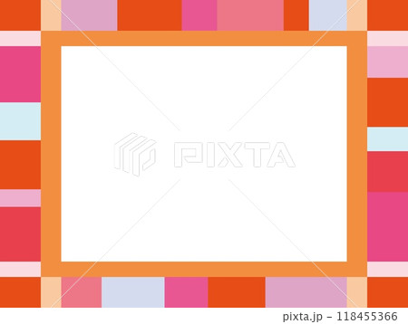 フレーム　ホワイトスペース　幾何学模様　パステルカラー 118455366
